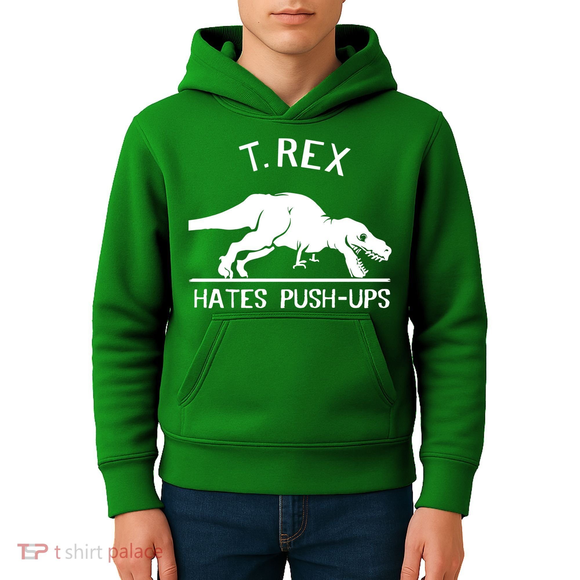 T-Rex Hates PushUps Funny Tyrannosaurus Rex Kids Hoodie