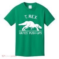 T-Rex Hates PushUps Funny Tyrannosaurus Rex Kids T-Shirt thumb 0