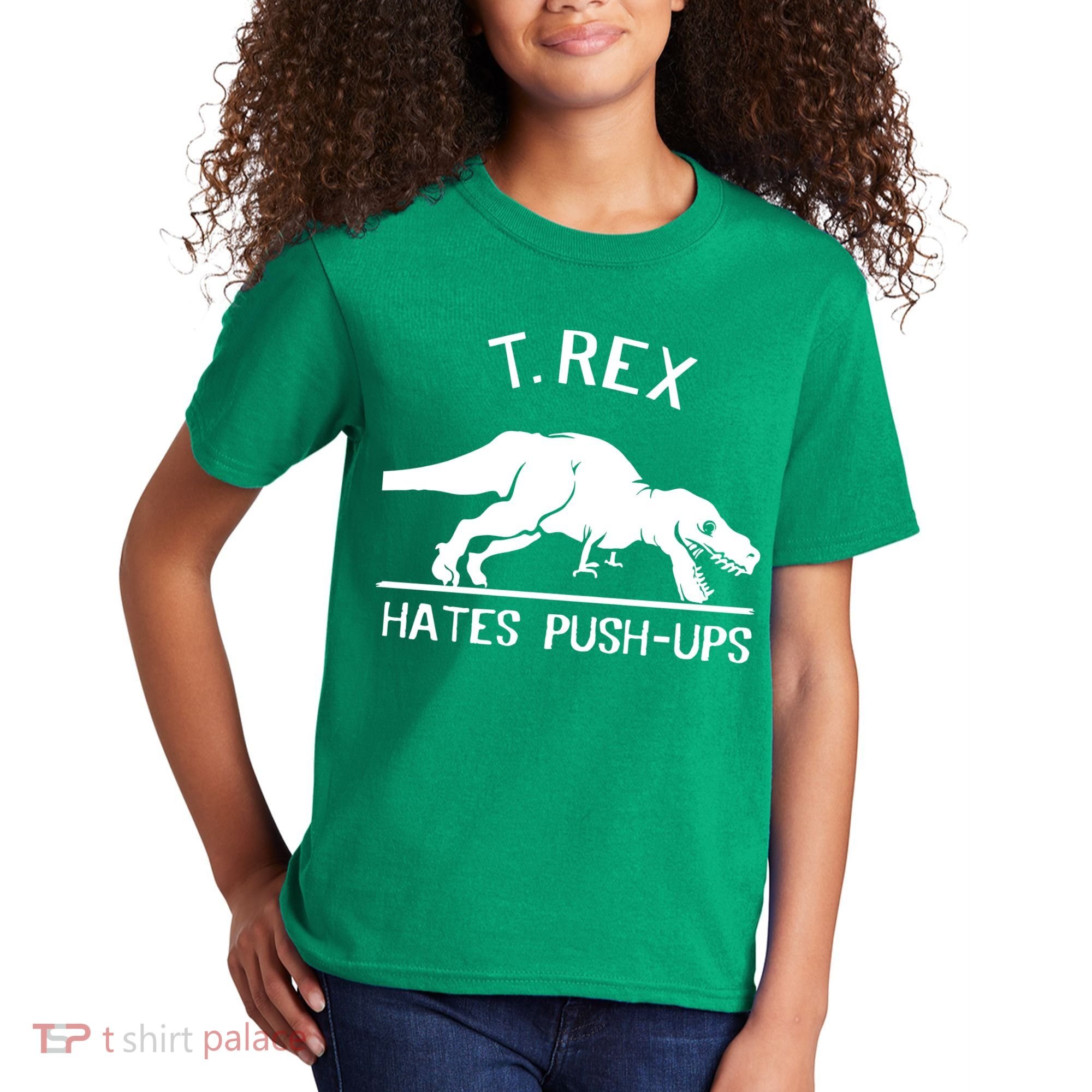 T-Rex Hates PushUps Funny Tyrannosaurus Rex Kids T-Shirt