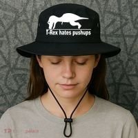 TRex Hates Pushups Funny Bucket Hat thumb 3