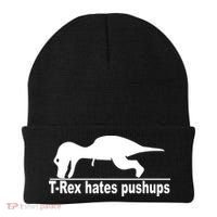 TRex Hates Pushups Funny Beanie thumb 0