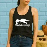 TRex Hates Pushups Funny Women's Tank Top thumb 2