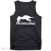 TRex Hates Pushups Funny Tank Top thumb 0