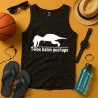 TRex Hates Pushups Funny Tank Top thumb 4