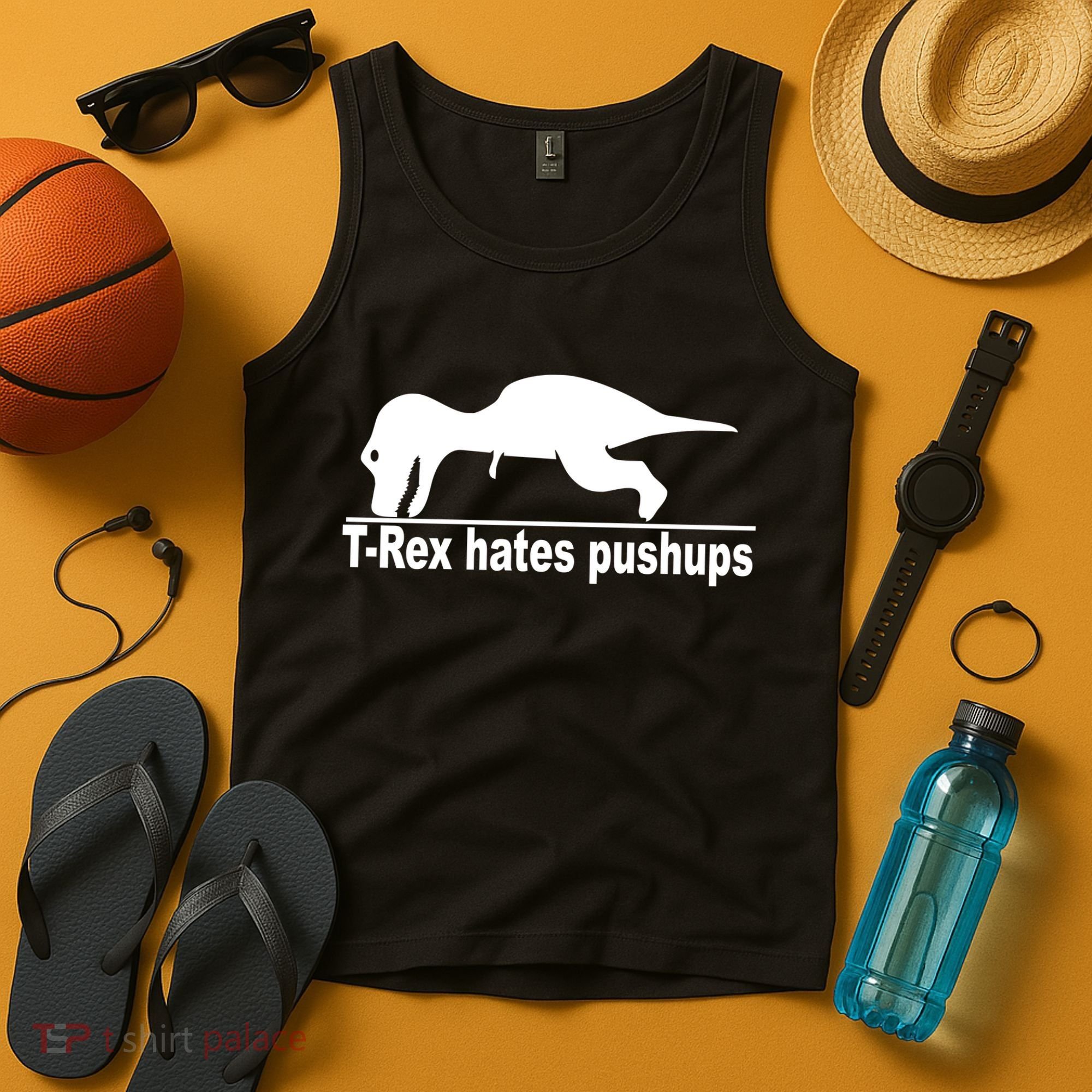TRex Hates Pushups Funny Tank Top