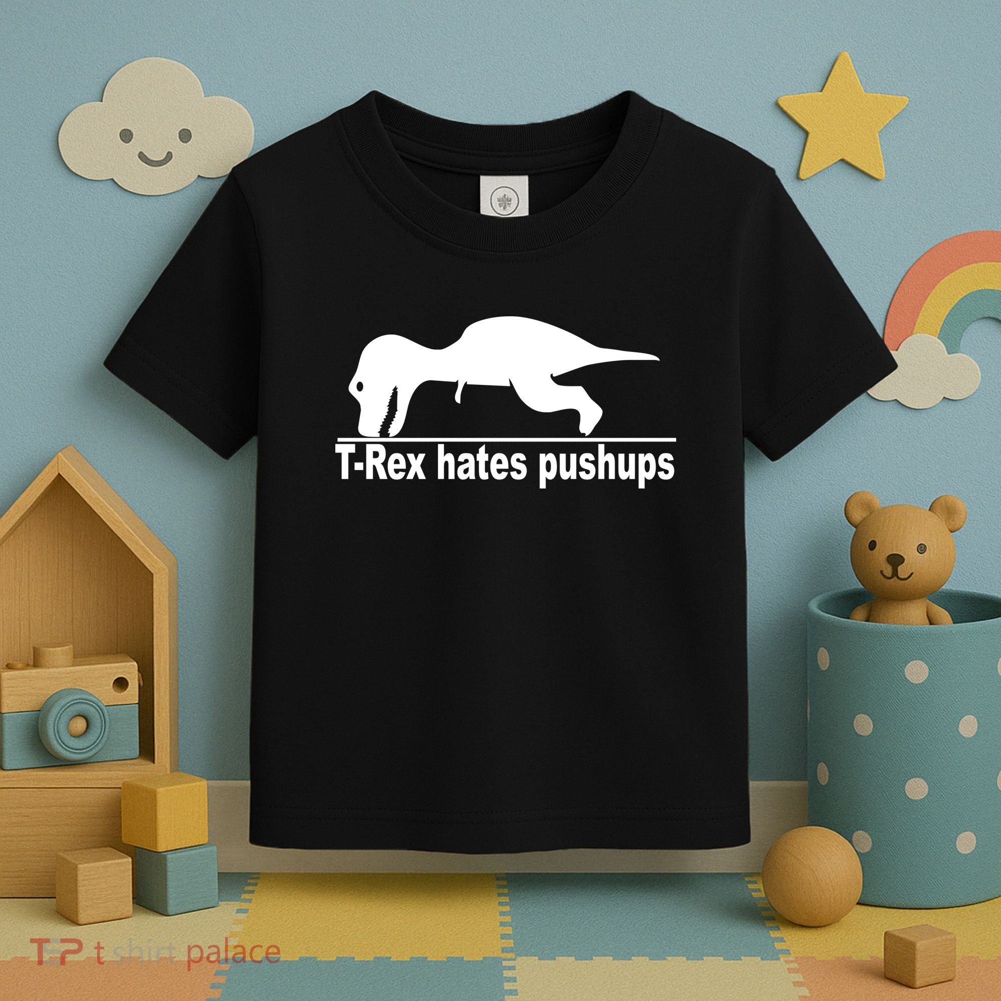 TRex Hates Pushups Funny Toddler T-Shirt