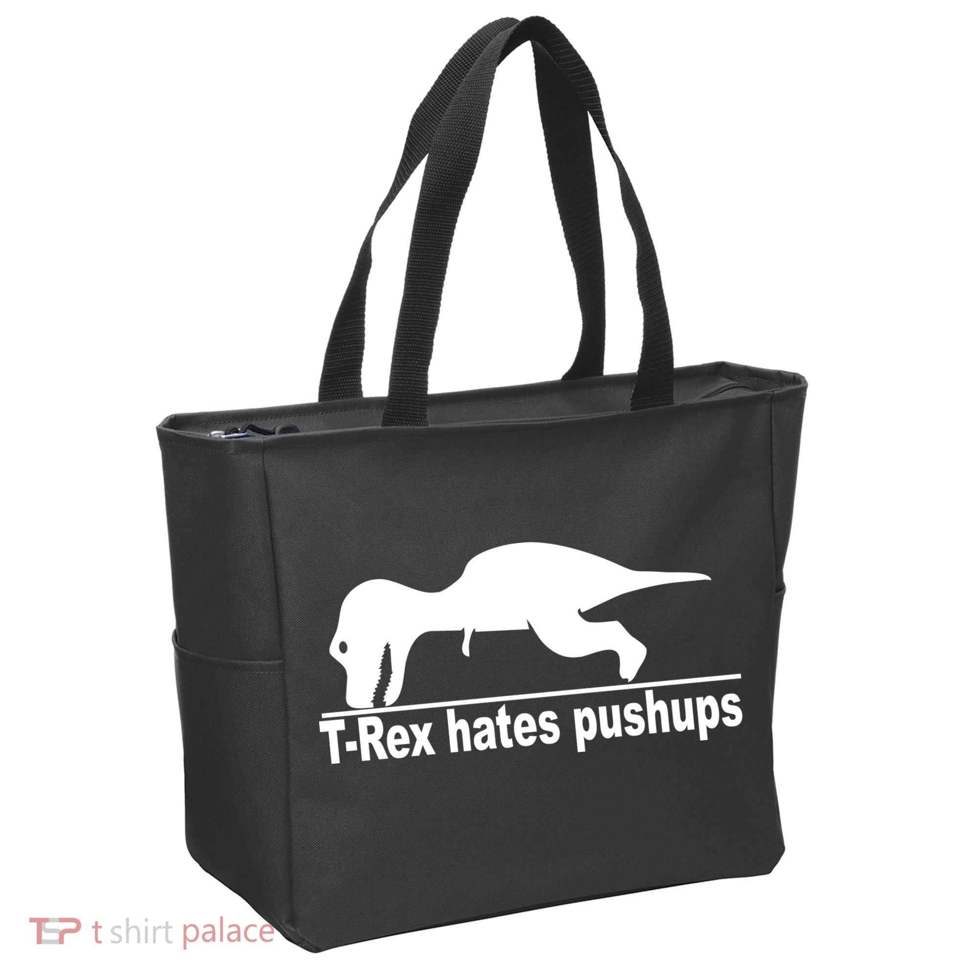 TRex Hates Pushups Funny Tote Bag