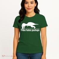 TRex Hates Pushups Funny Women's T-Shirt thumb 4