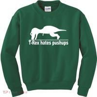 TRex Hates Pushups Funny Kids Sweatshirt thumb 0