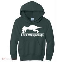 TRex Hates Pushups Funny Kids Hoodie thumb 0