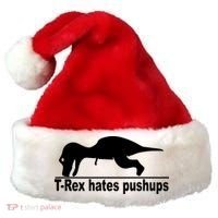 TRex Hates Pushups Funny Santa Hat thumb 0