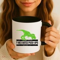 TRex Hates PushUps Dinosaur Funny Gym Push Ups Coffee Mug thumb 3