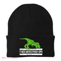 TRex Hates PushUps Dinosaur Funny Gym Push Ups Beanie thumb 0