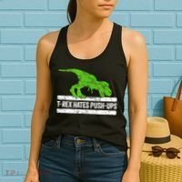 TRex Hates PushUps Dinosaur Funny Gym Push Ups Women's Tank Top thumb 2