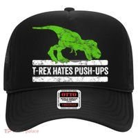 TRex Hates PushUps Dinosaur Funny Gym Push Ups Hat thumb 0