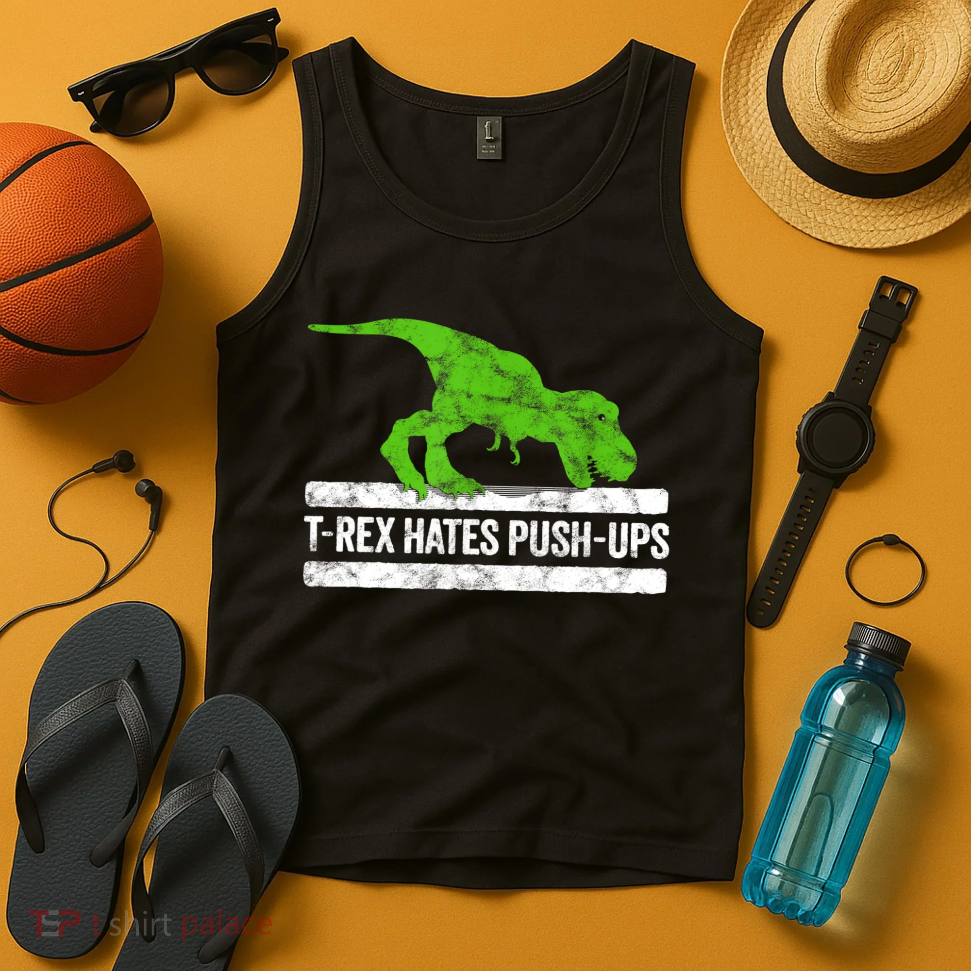 TRex Hates PushUps Dinosaur Funny Gym Push Ups Tank Top