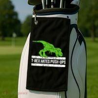TRex Hates PushUps Dinosaur Funny Gym Push Ups Golf Towel thumb 2