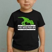 TRex Hates PushUps Dinosaur Funny Gym Push Ups Toddler T-Shirt thumb 2