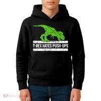 TRex Hates PushUps Dinosaur Funny Gym Push Ups Kids Hoodie thumb 4