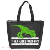 TRex Hates PushUps Dinosaur Funny Gym Push Ups Tote Bag thumb 0