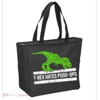 TRex Hates PushUps Dinosaur Funny Gym Push Ups Tote Bag thumb 2