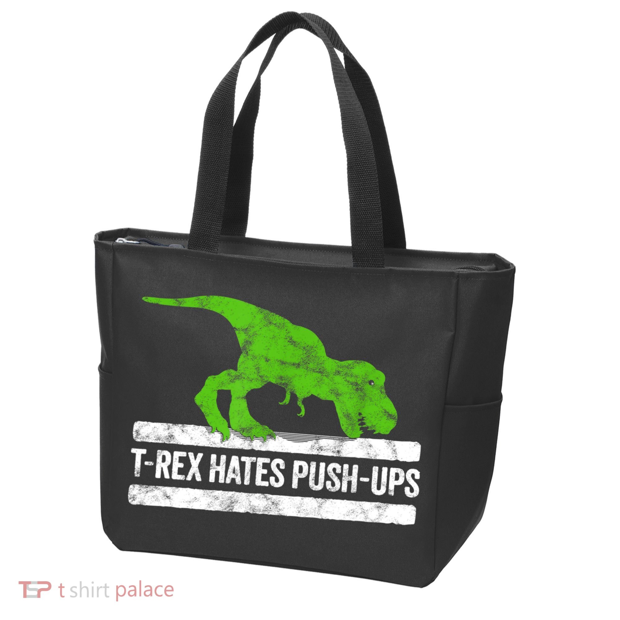 TRex Hates PushUps Dinosaur Funny Gym Push Ups Tote Bag