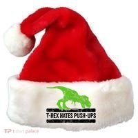 TRex Hates PushUps Dinosaur Funny Gym Push Ups Santa Hat thumb 0