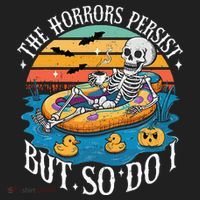 The Horrors Persist But So Do I Humor Skeleton Coffee Lover Beanie thumb 2