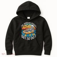 The Horrors Persist But So Do I Humor Skeleton Coffee Lover Kids Hoodie thumb 0