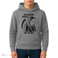 The Horrors Persist But So Do I Funny Kids Hoodie thumb 4