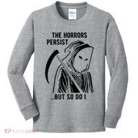 The Horrors Persist But So Do I Funny Kids Long Sleeve Shirt thumb 0