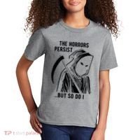 The Horrors Persist But So Do I Funny Kids T-Shirt thumb 2