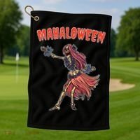 Tropical Halloween Party Mahaloween Hula Golf Towel thumb 1
