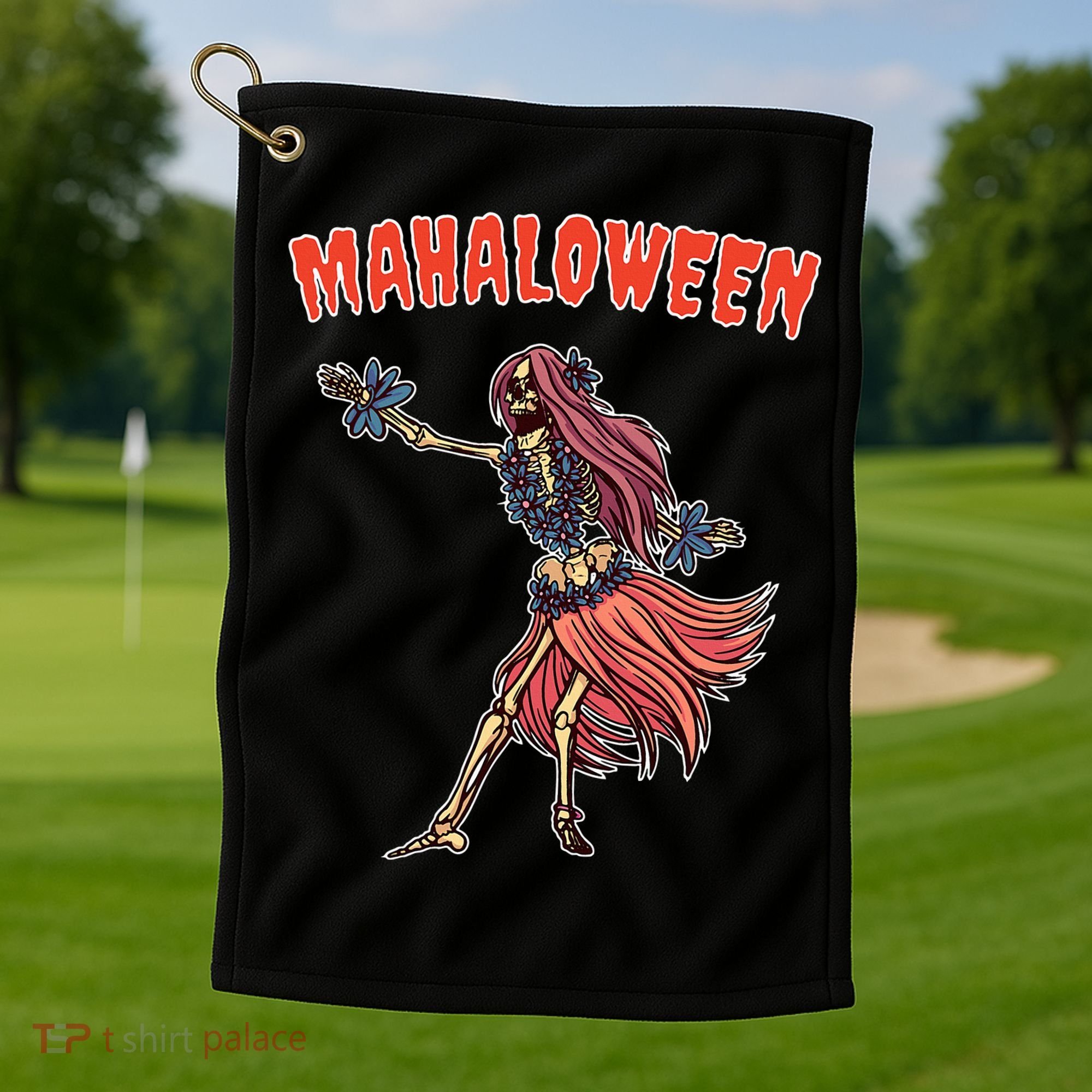 Tropical Halloween Party Mahaloween Hula Golf Towel