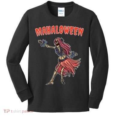 Tropical Halloween Party Mahaloween Hula Kids Long Sleeve Shirt