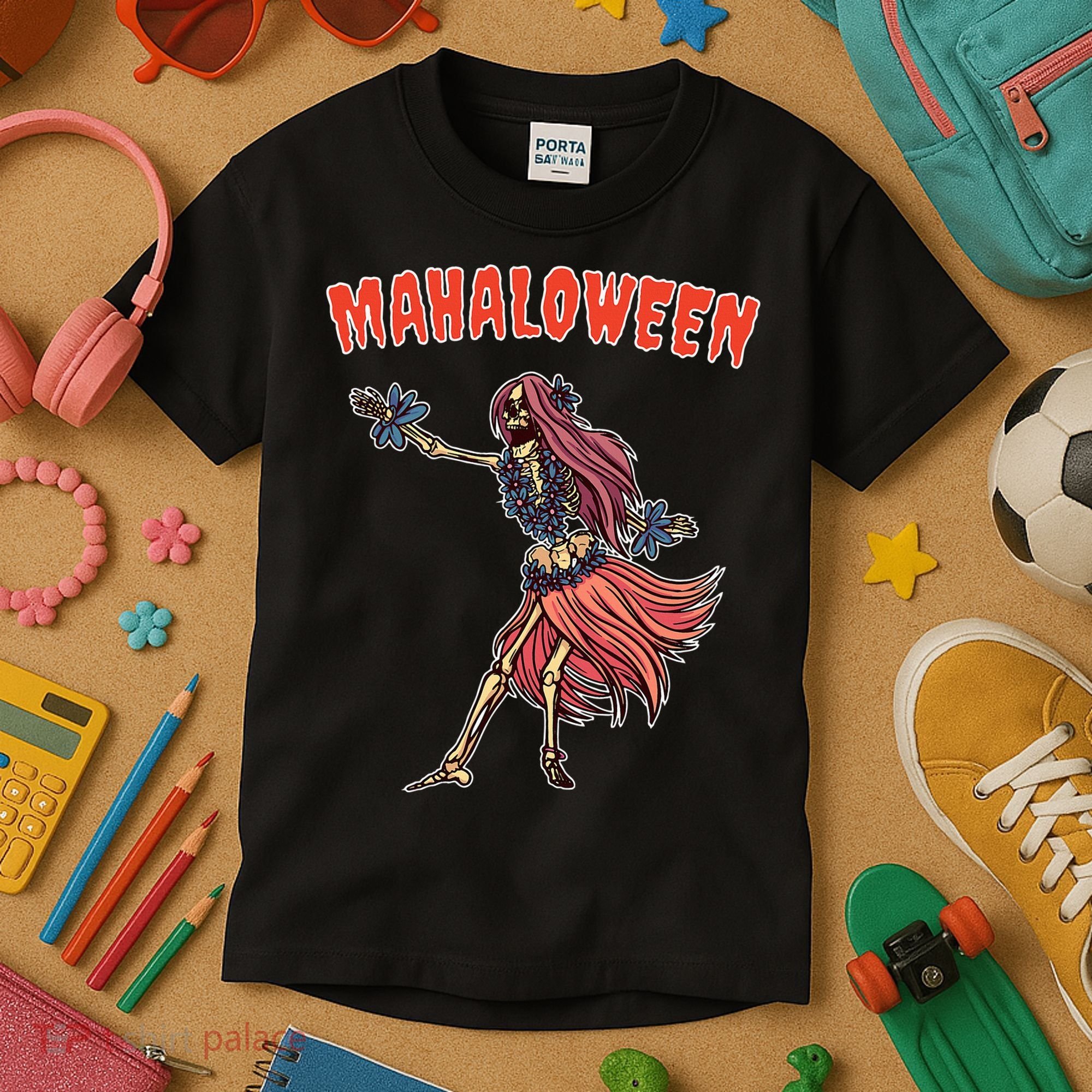 Tropical Halloween Party Mahaloween Hula Kids T-Shirt