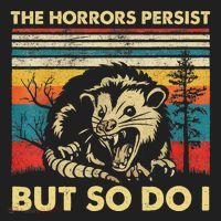 The Horrors Persist But So Do I Angry Opossum Possum Beanie thumb 2