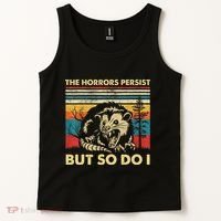 The Horrors Persist But So Do I Angry Opossum Possum Tank Top thumb 2