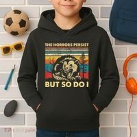The Horrors Persist But So Do I Angry Opossum Possum Kids Hoodie thumb 2