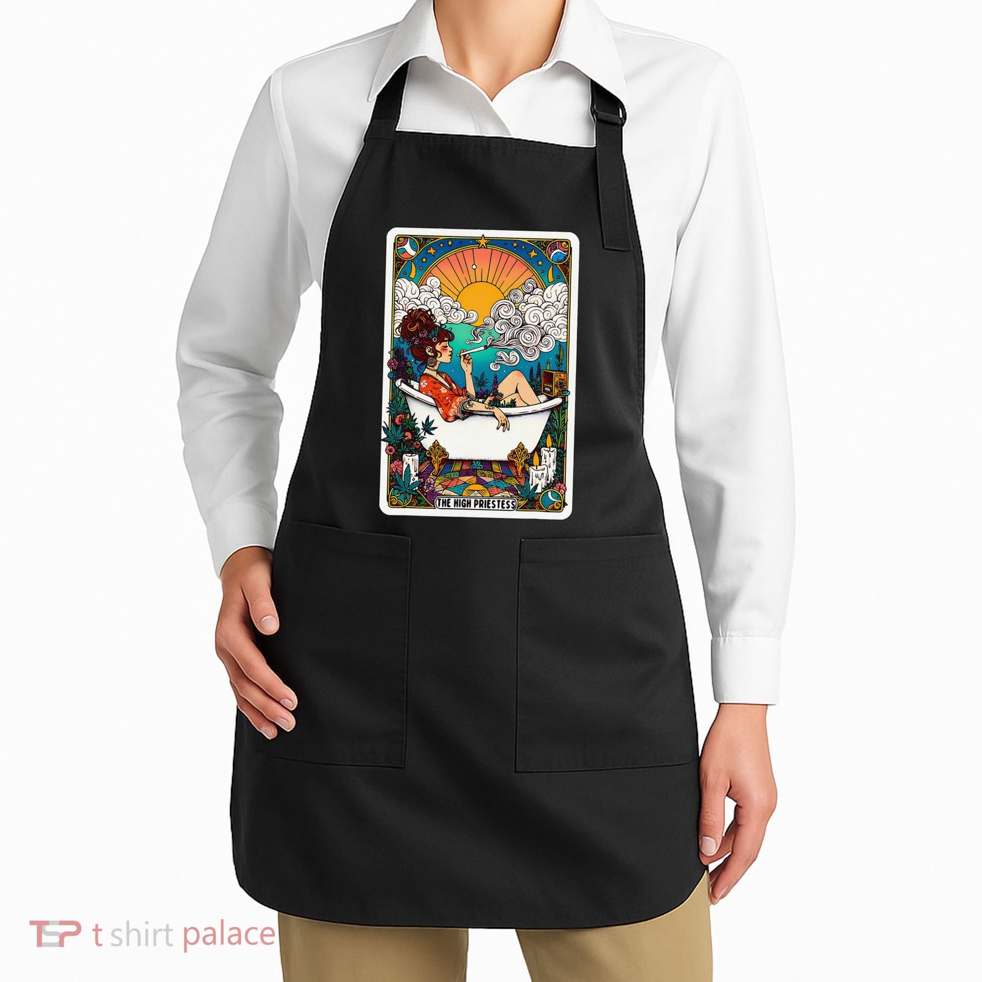The High Priest.Ess Retro Cannabis Stoner Weed Tarot Card Apron