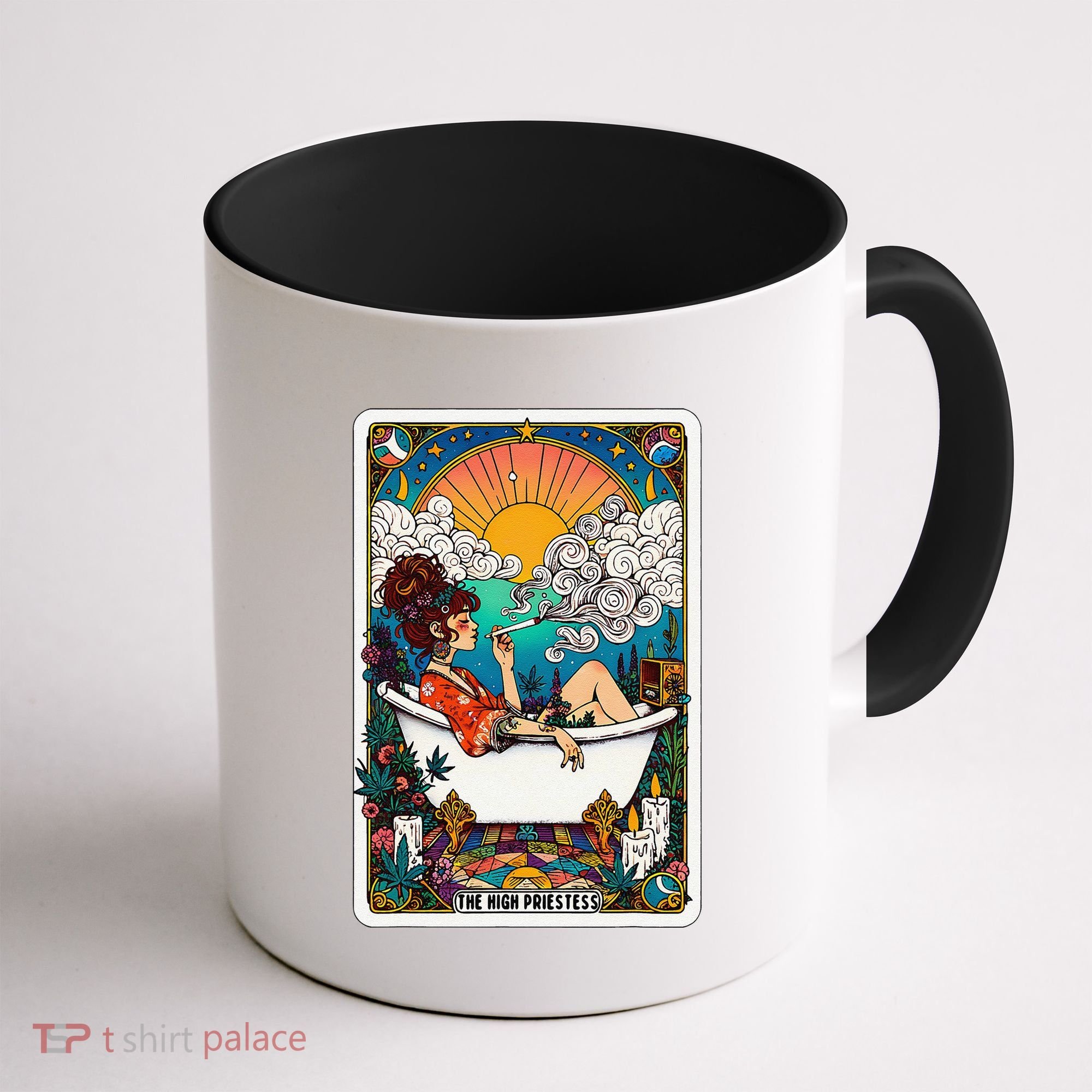 The High Priest.Ess Retro Cannabis Stoner Weed Tarot Card Coffee Mug