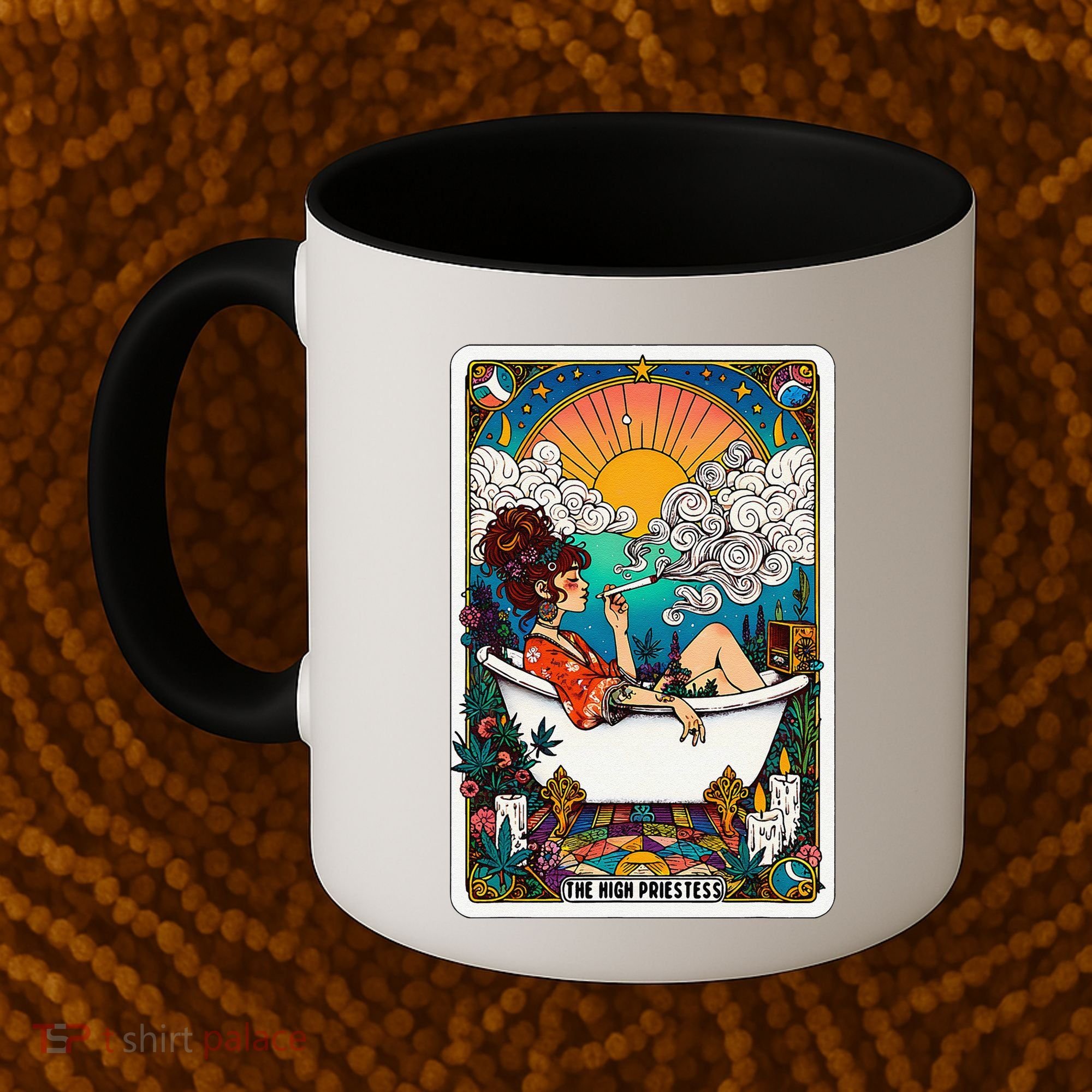 The High Priest.Ess Retro Cannabis Stoner Weed Tarot Card Coffee Mug