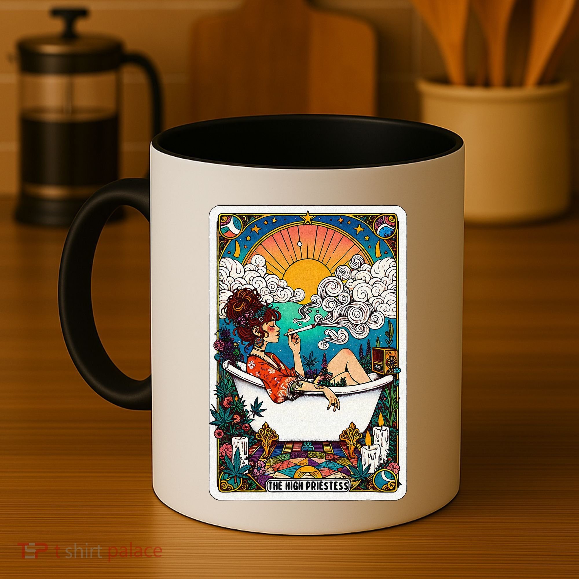 The High Priest.Ess Retro Cannabis Stoner Weed Tarot Card Coffee Mug