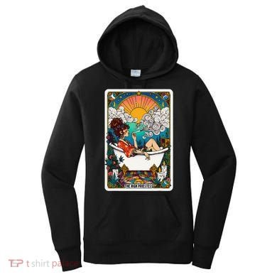 The High Priest.Ess Retro Cannabis Stoner Weed Tarot Card Women's Hoodie