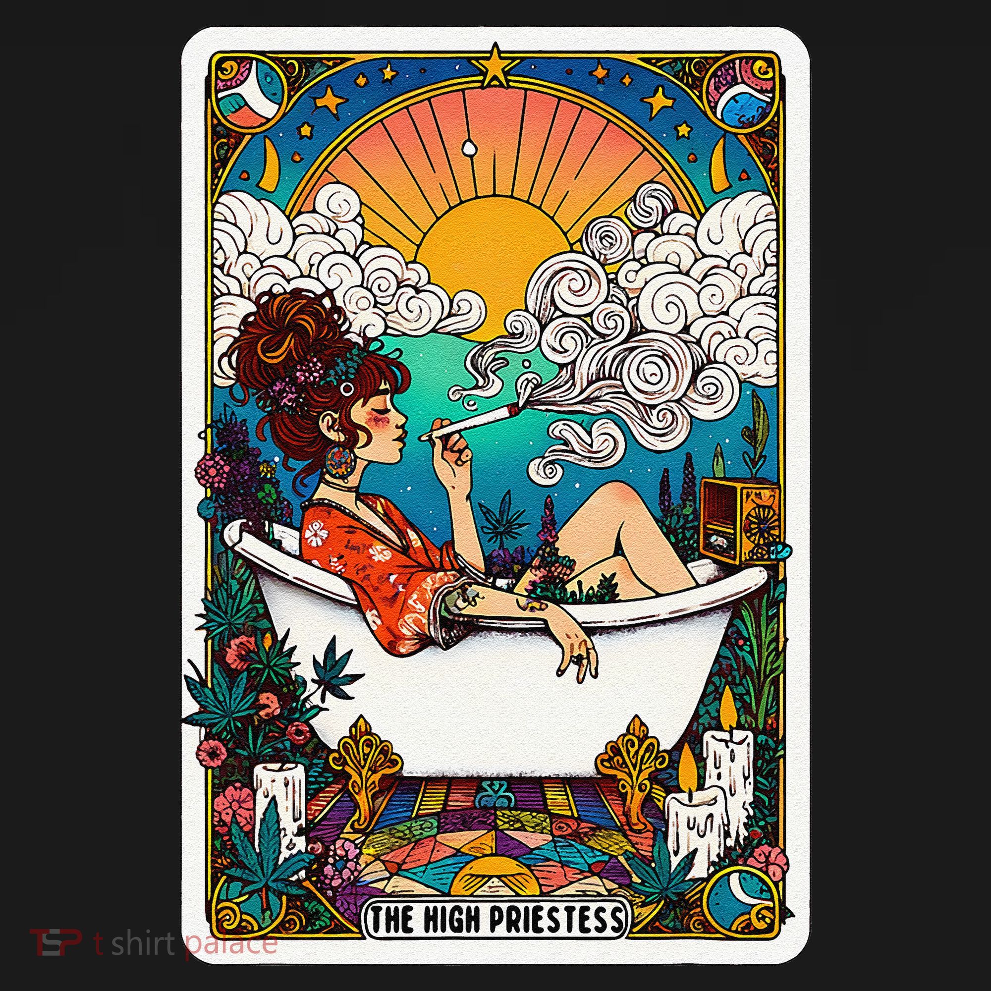 The High Priest.Ess Retro Cannabis Stoner Weed Tarot Card Women's Hoodie