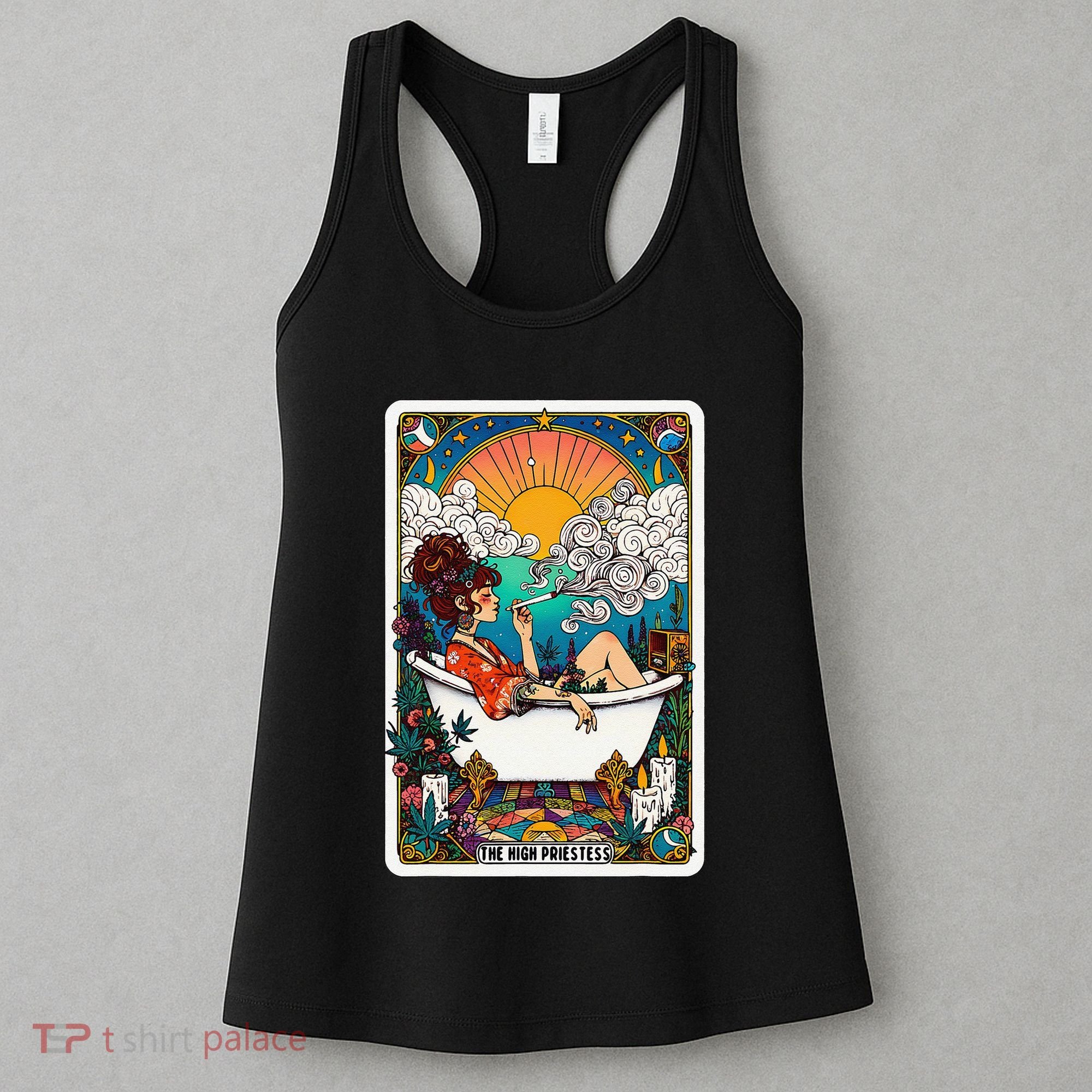 The High Priest.Ess Retro Cannabis Stoner Weed Tarot Card Women's Tank Top