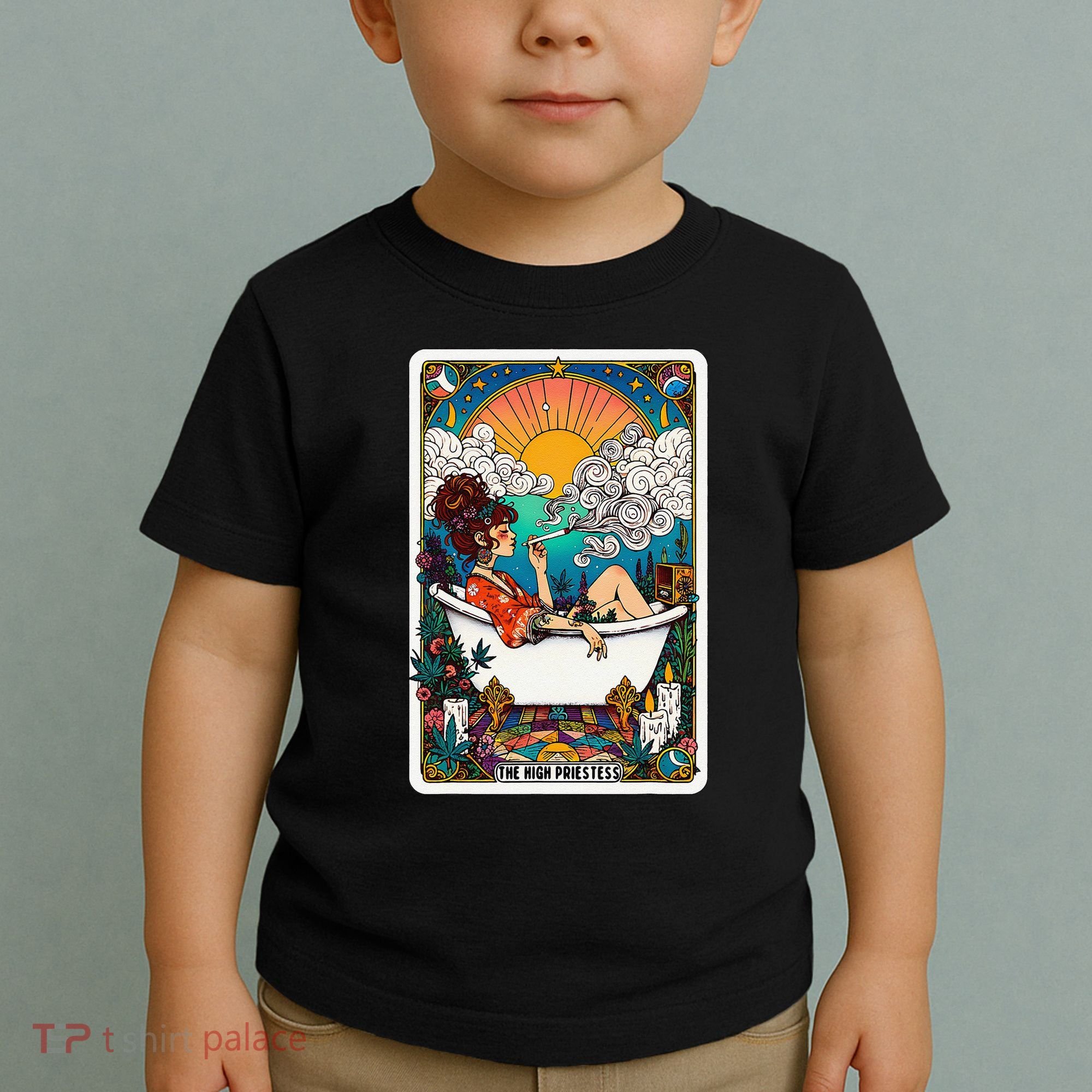 The High Priest.Ess Retro Cannabis Stoner Weed Tarot Card Toddler T-Shirt
