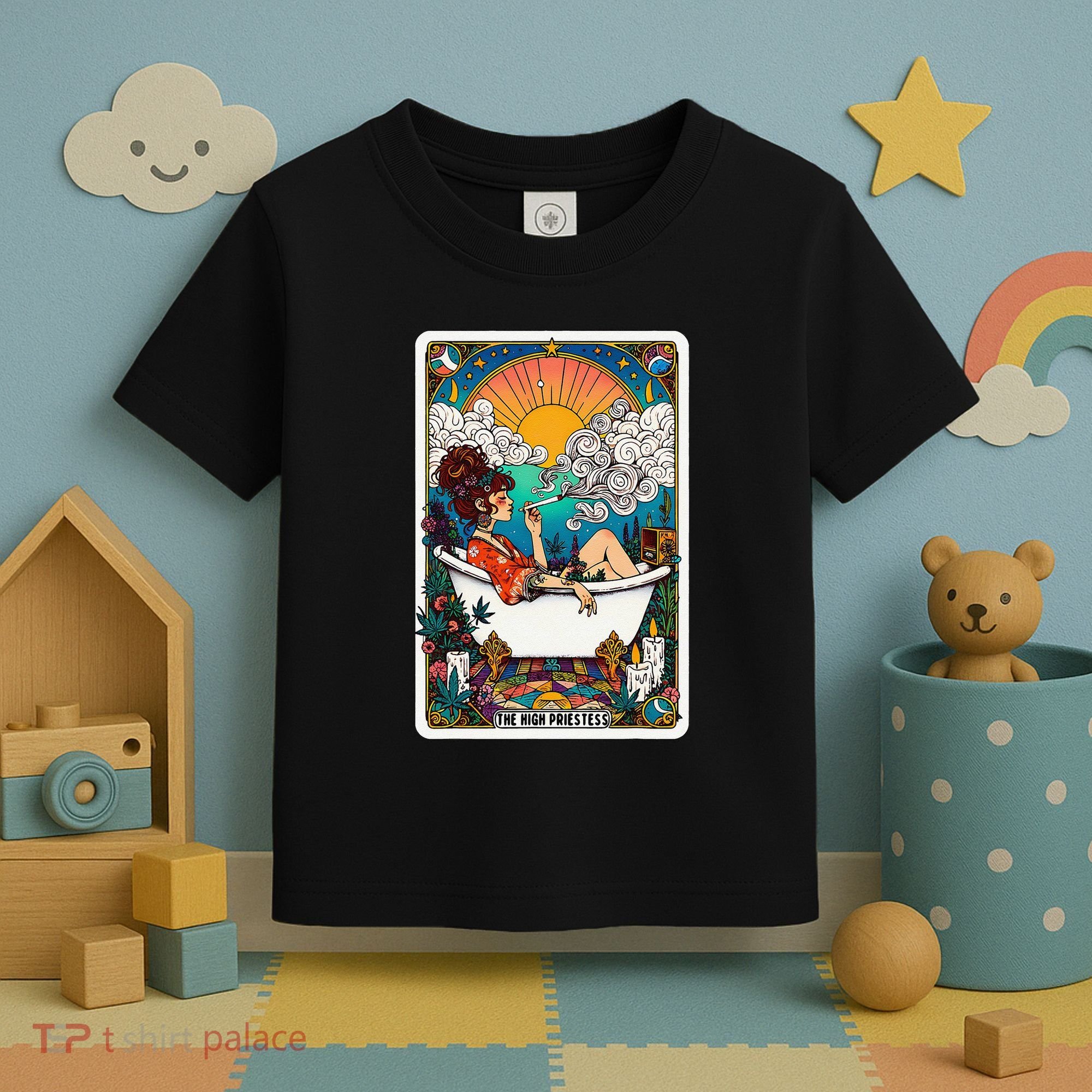 The High Priest.Ess Retro Cannabis Stoner Weed Tarot Card Toddler T-Shirt