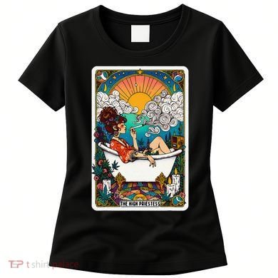 The High Priest.Ess Retro Cannabis Stoner Weed Tarot Card Women's T-Shirt