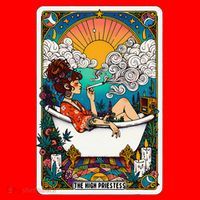 The High Priest.Ess Retro Cannabis Stoner Weed Tarot Card Santa Hat thumb 1